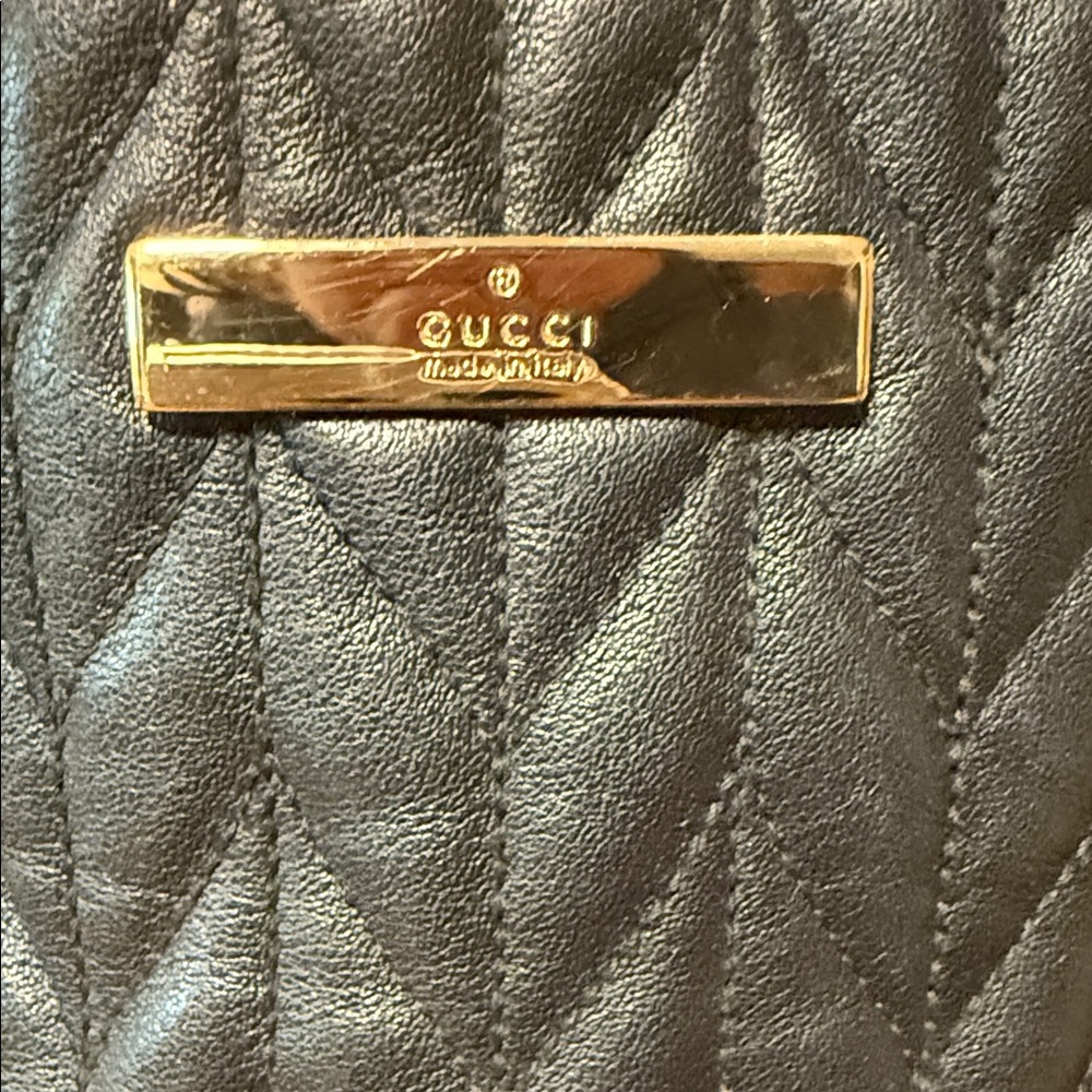 Authentic Black Gucci Quilted Leather Tote with Gold Hardware & GG wallet - Picture 9 of 16